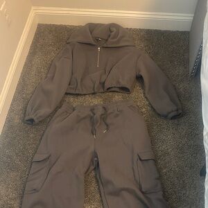 Fashion Nova Gray Track Pants & Joggers Set